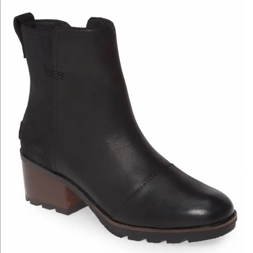 Sorel Black Leather Cate Waterproof Bootie